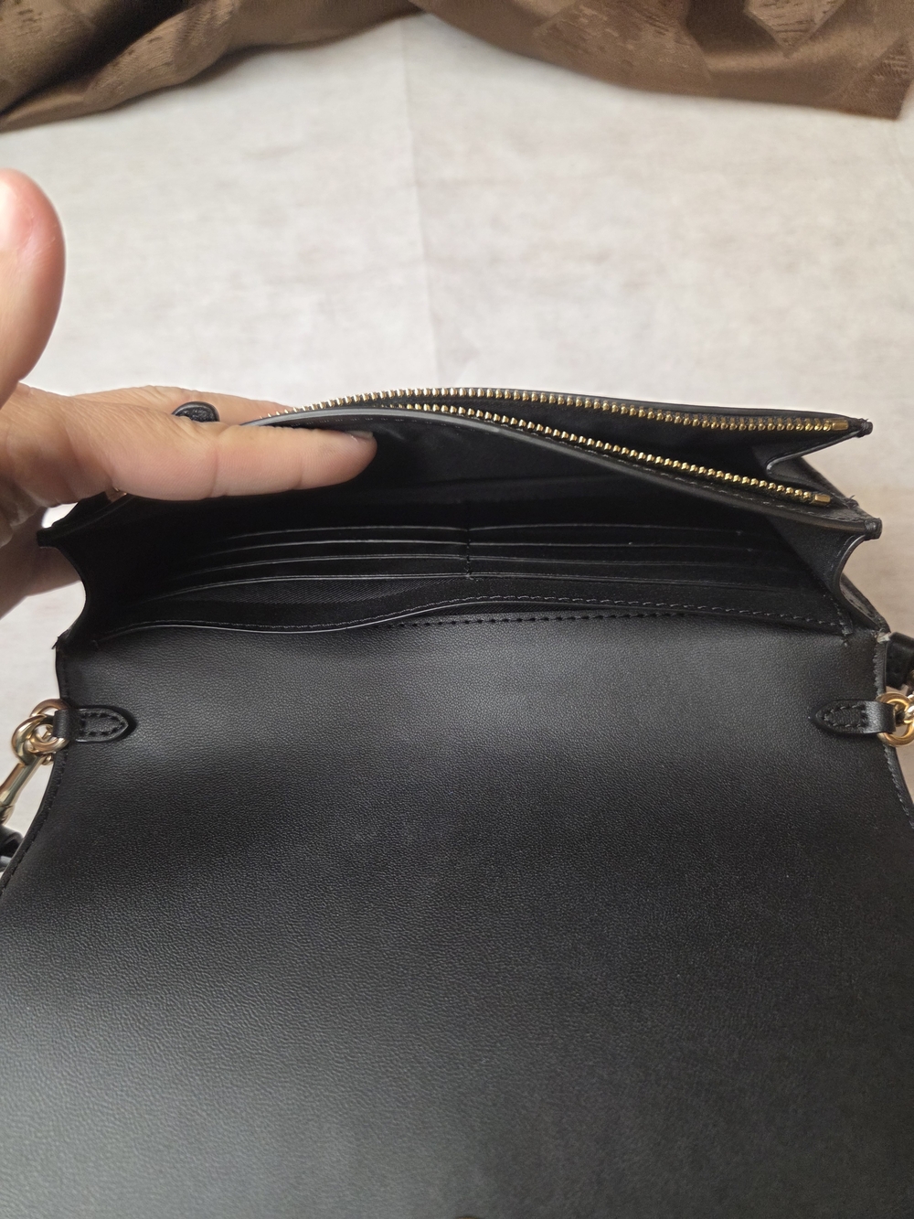 Coach Dark Brown Signature Crossbody Wallet with Black Strap-Strap Is Unbranded - Picture 5 of 13